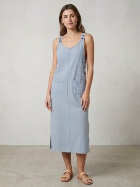 J. L. N. Y. Gingham Check Pinafore Dress M 19.5” p2p Light Wash NWOT